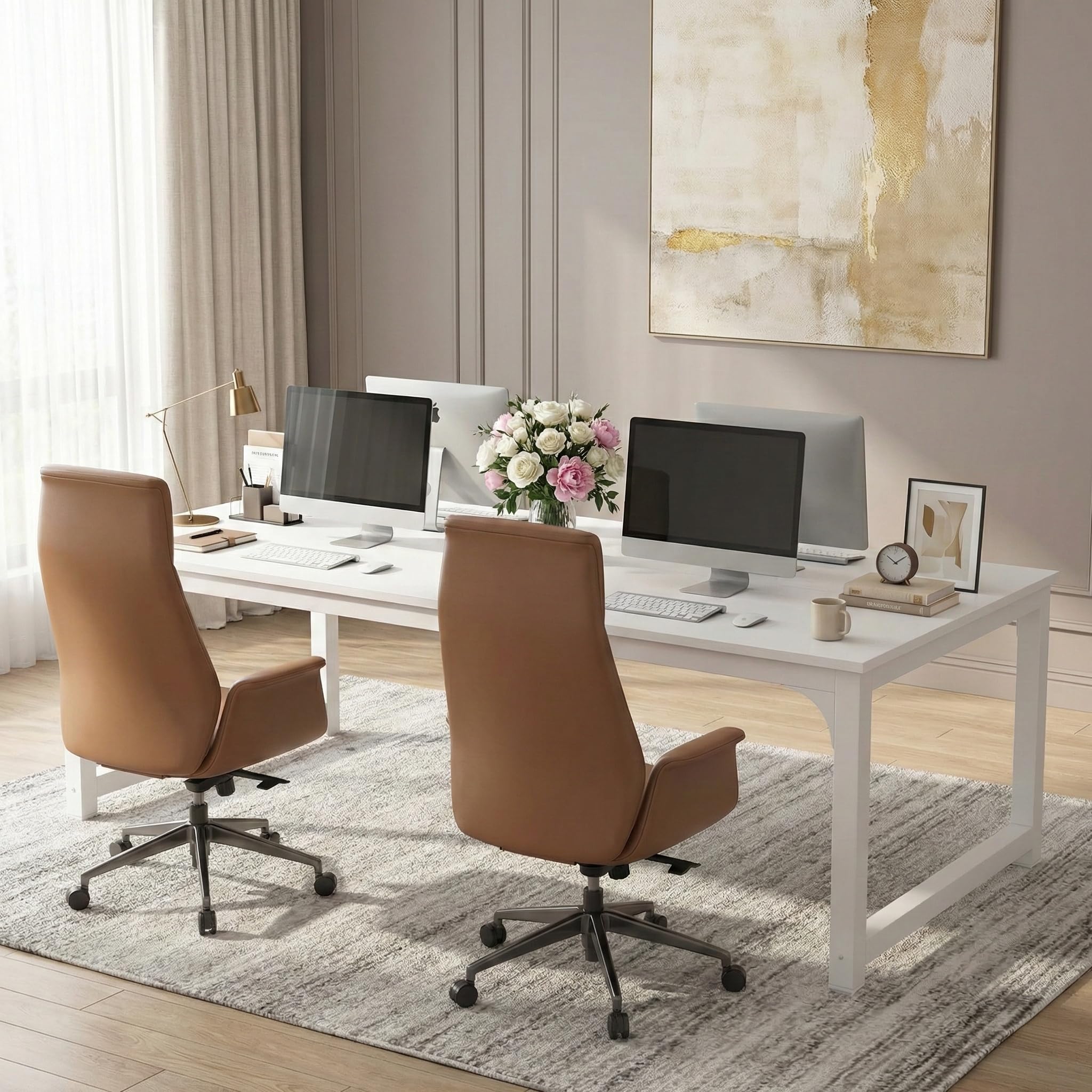 Lailang 180cm Scrivania, Scrivania Ufficio 180x80, Scrivania Studio Casa, Scrivania In Legno, Tavolo Ufficio Riunioni, Scrivania Grande, 180 x 80 x 75 cm, Bianca