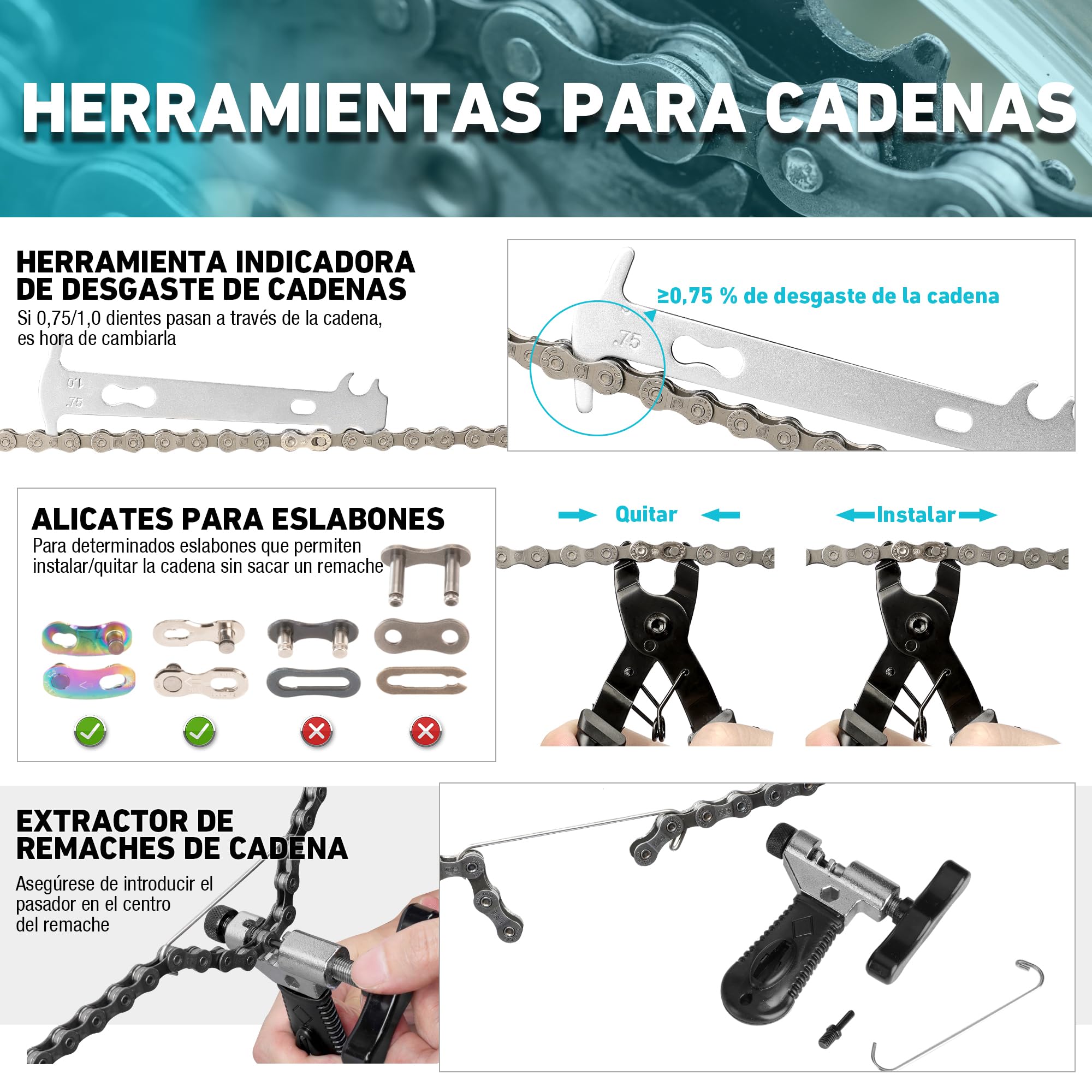 DURATECH 41 Piezas Juego de Reparación de Bicicleta, Maletín de Herramientas para Bicicleta