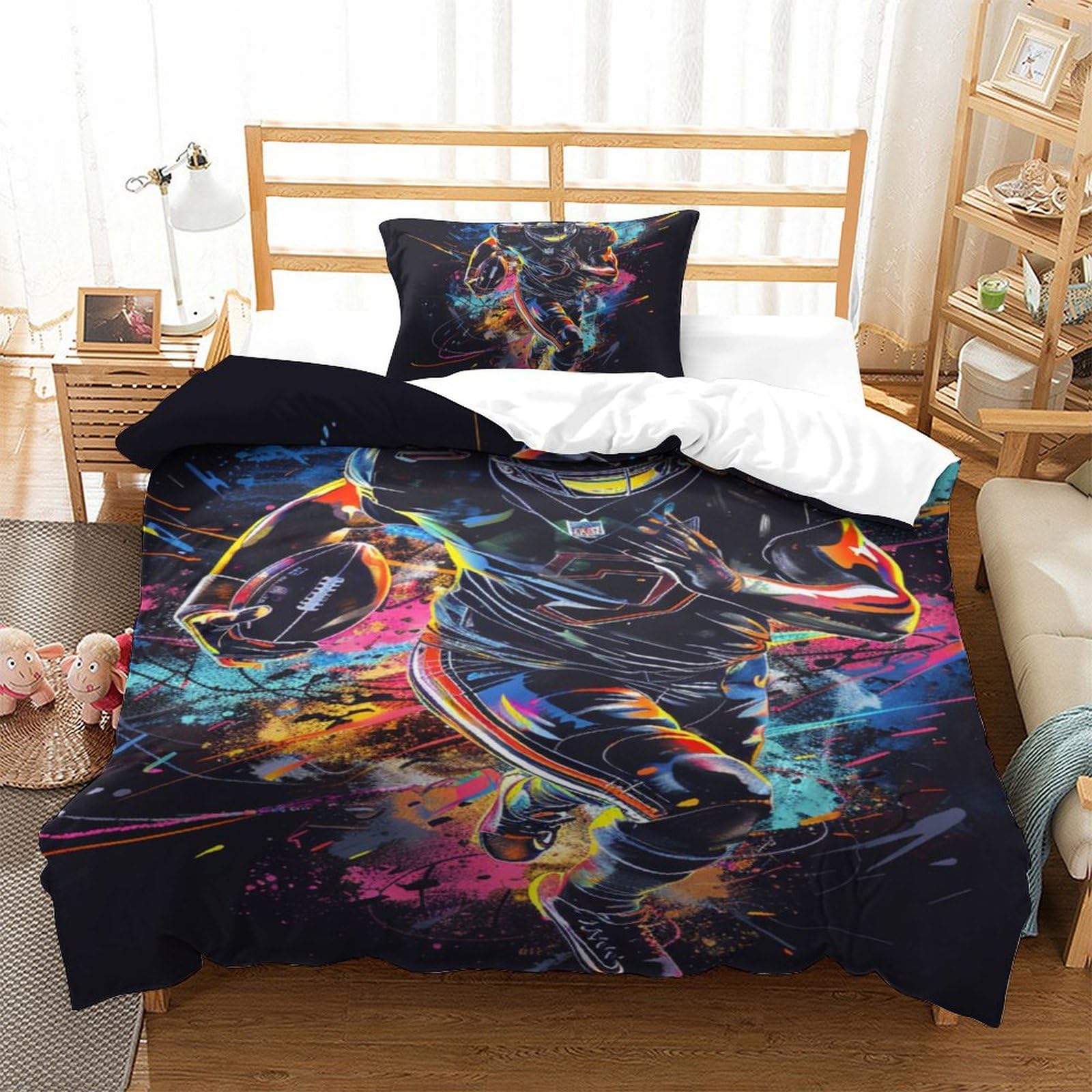 Housse de couette football 135x200 parure lit microfibre single ado