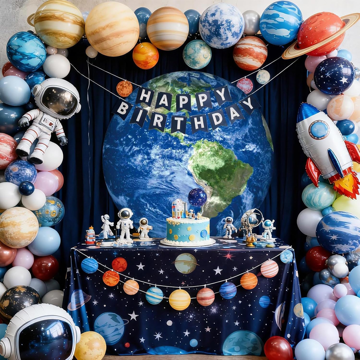 3.28 ft Earth Cardboard Cutout Life-Size Stand-Up, Space Birthday Party Decoration, Large Planet Photo Booth Prop Backdrop Arch for Space Themed Party Supplies, Birthday, Earth Day Celebrations