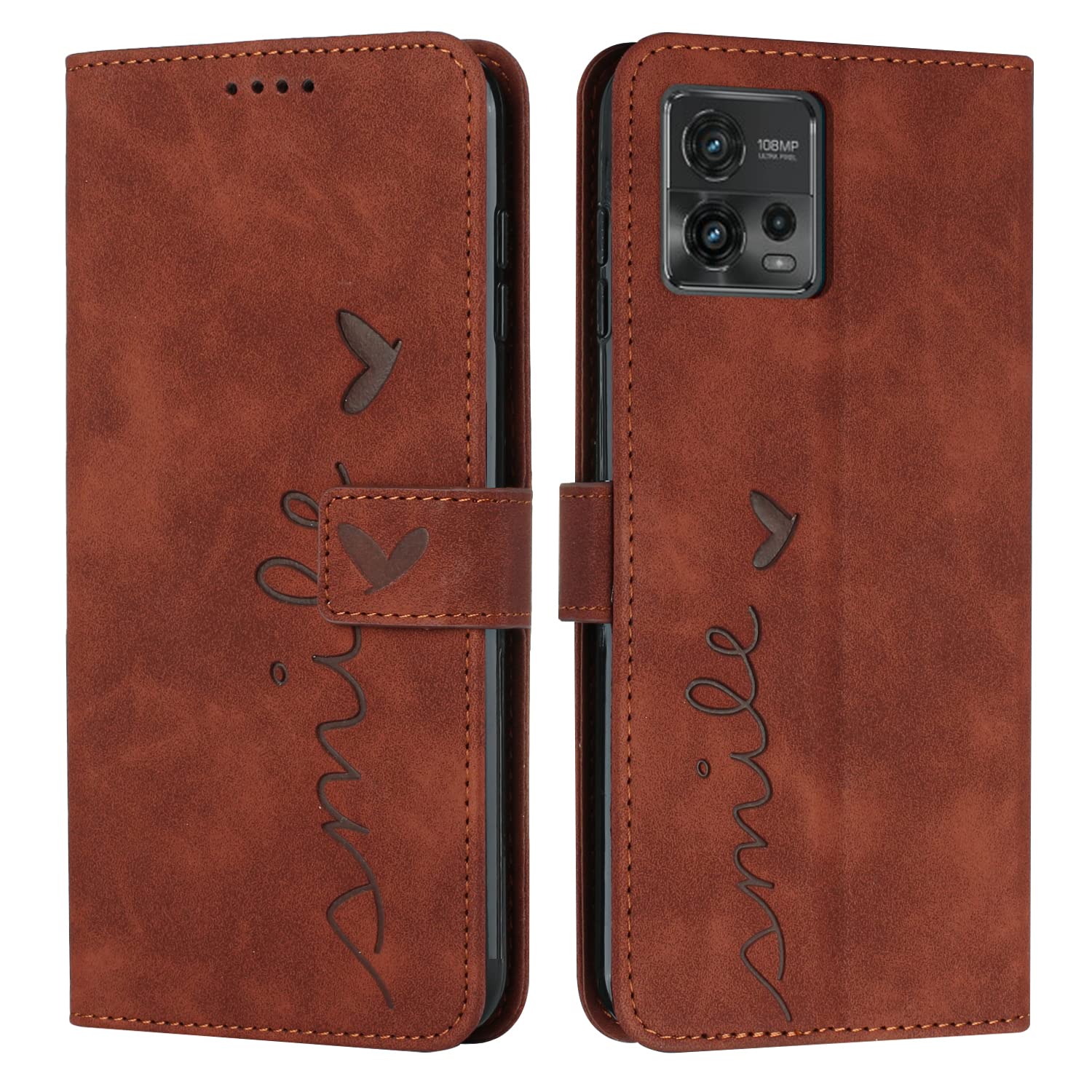 TIANYUE Cover per Motorola Moto G72 4G, Flip Custodia Pelle Premium con Funzione Supporto, Magnetica Flip Wallet con Slot Carte Case per Motorola Moto G72 4G-Marrone