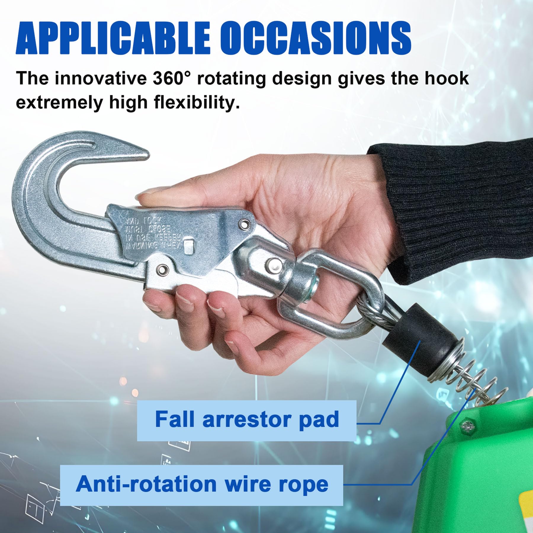 Dispositif Antichute a Rappel Automatique 10m/15m/20m (Vert, 15m)