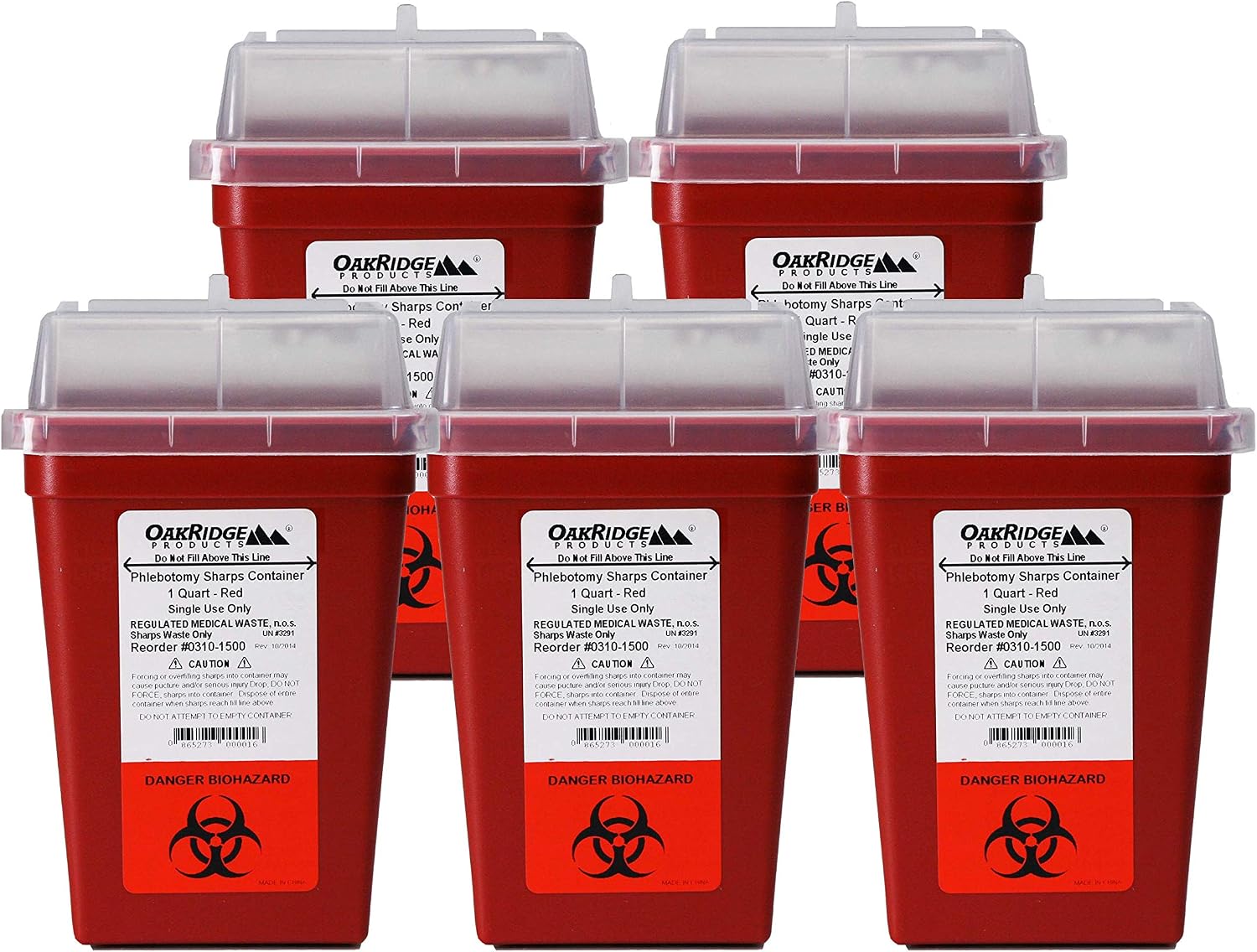OakRidge Products 1 Quart Size (Pack of 10) | Sharps Disposal Container