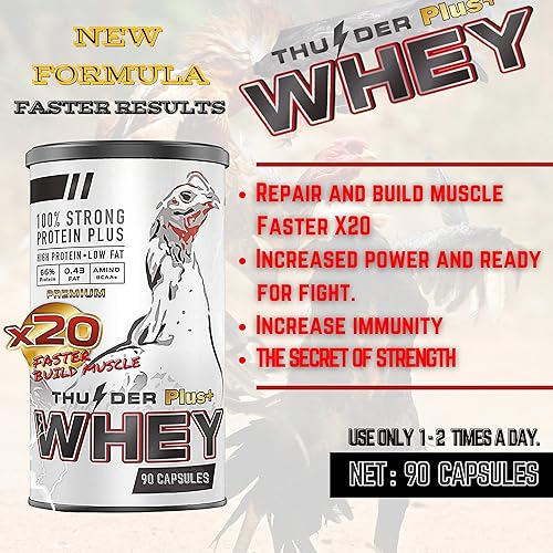 Miniatura 3 de Thunder Rooster Booster Faster X3 Nueva fórmula 90 cápsulas de proteína de suero Vitaminas Suplemento de salud Cápsulas de pollo nutritivo mixto
