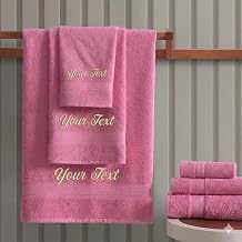 Hawmam Linen Personalized Towels - Customized Turkish Cotton Towel Set, Monogrammed Towels with Initial, Name & Embroidery, Idea for Weddings, Bridal Showers, Anniversaries, for Couples - Pink
