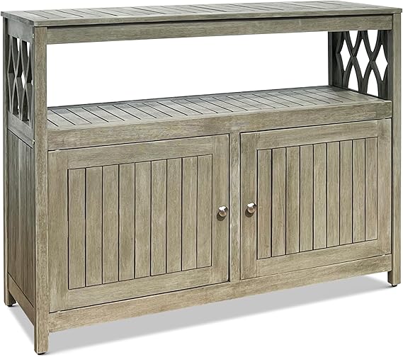 DTY Outdoor Living Longs Peak Eucalyptus Outdoor Sideboard Table, Driftwood Gray