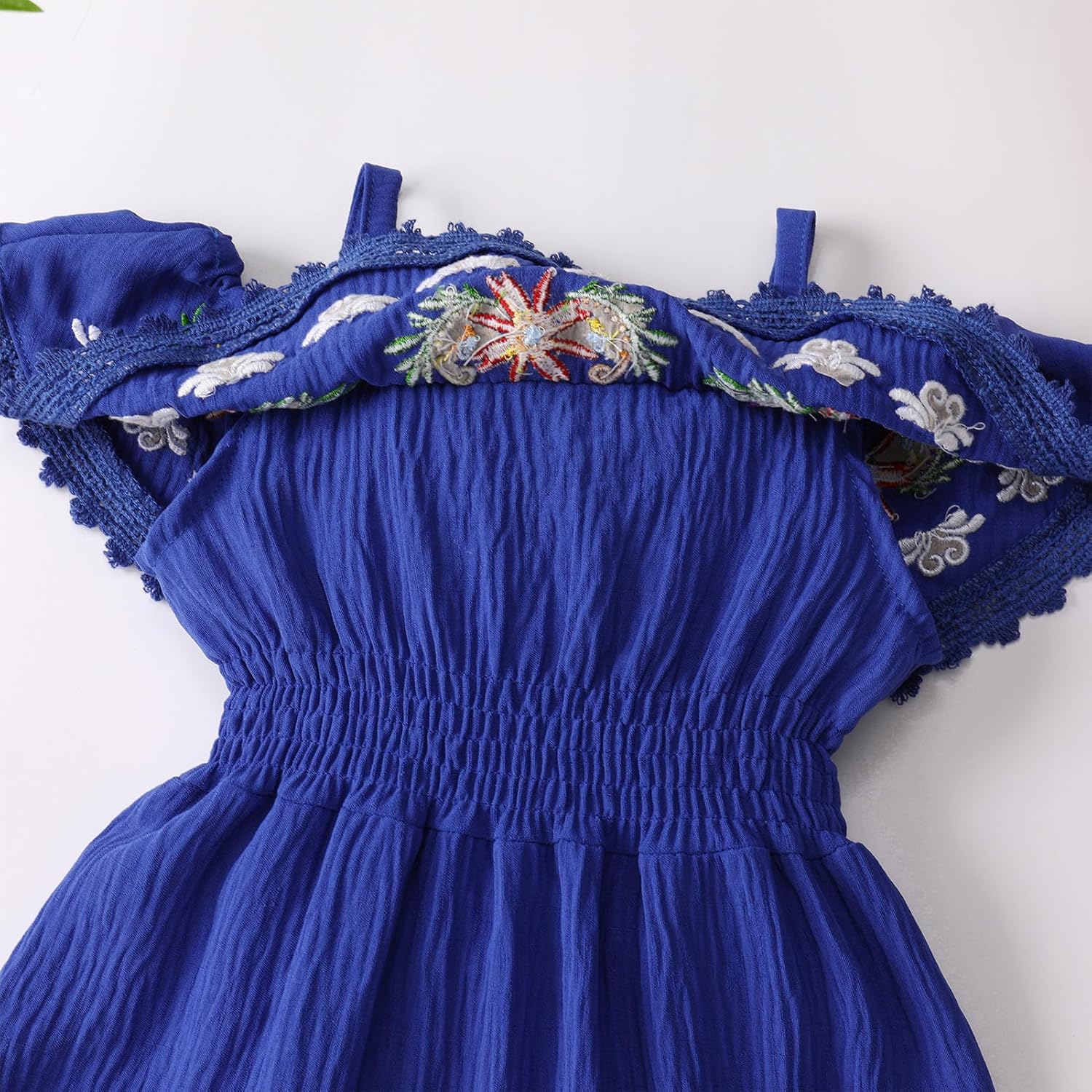 Mexican Dress for Baby Girls Traditional Cinco de Mayo Fiesta Dress Off-Shoulder Floral Embroidered Dress