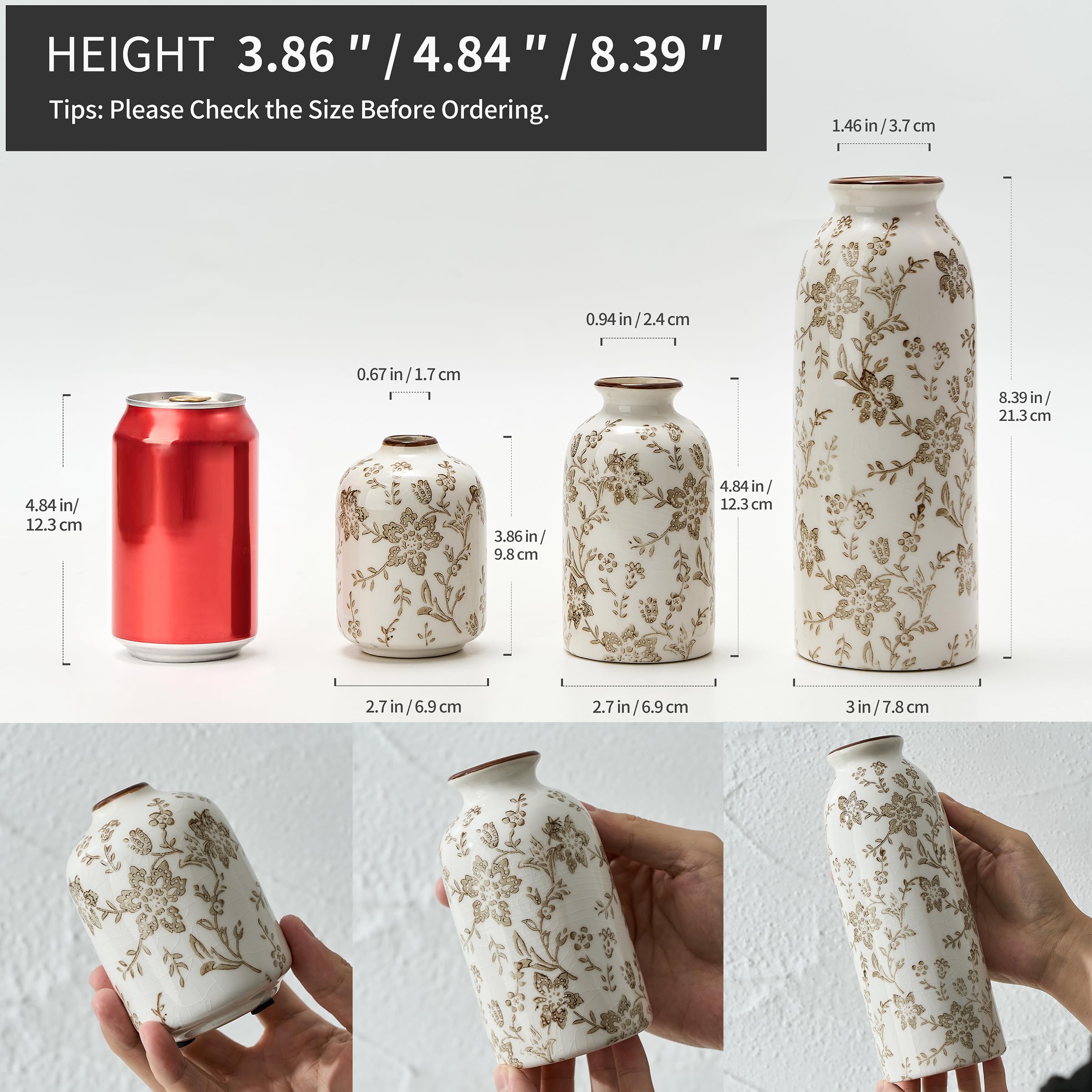 Amazon｜セラミックフラワーデコラティブアンティーク花瓶3個セット