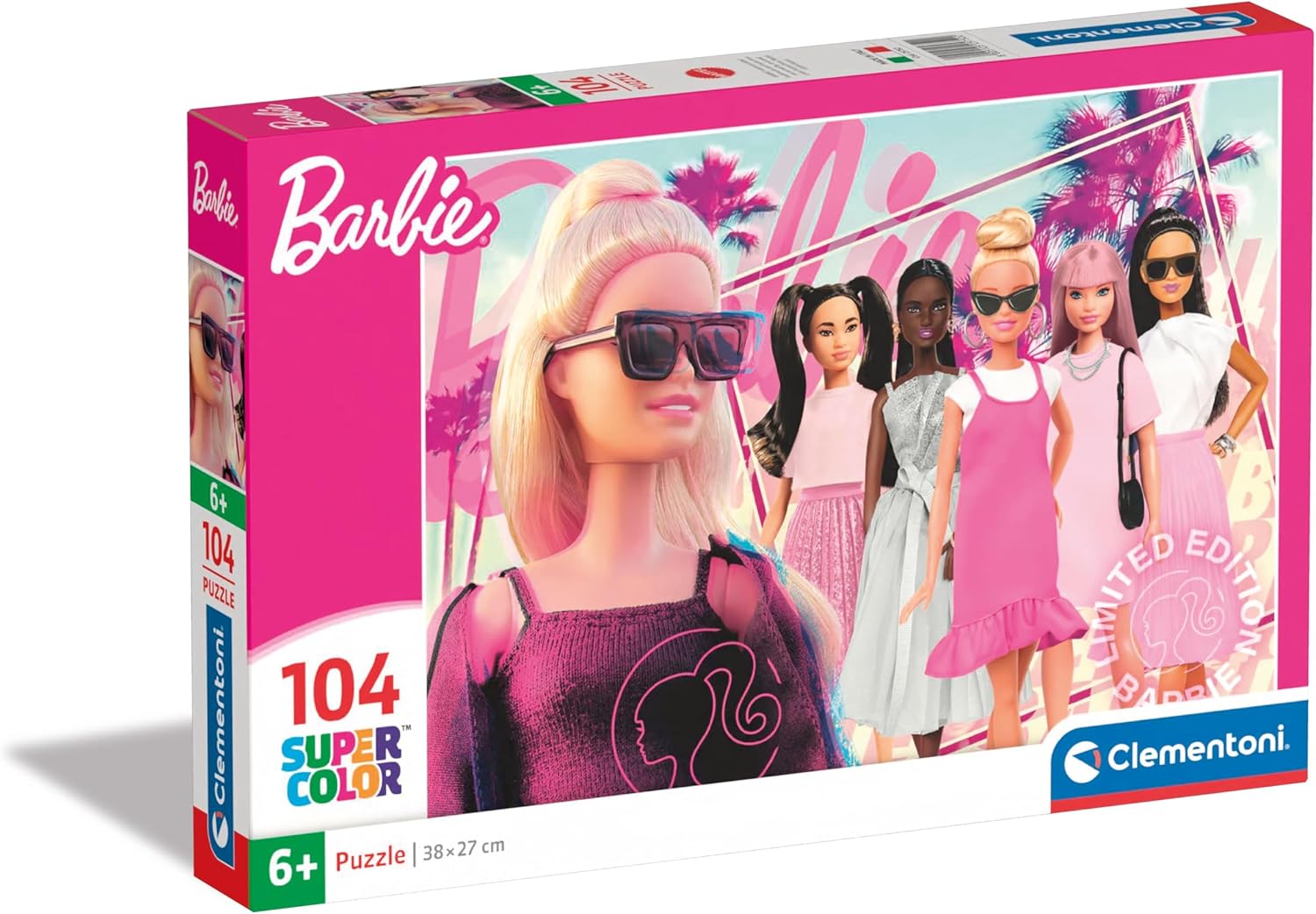 Clementoni - Barbie Supercolor Puzzle-Barbie-104 Pieces Children 6 Years, Cartoon Jigsaw Puzzles, Made in Italy, Multicoloured, 25752