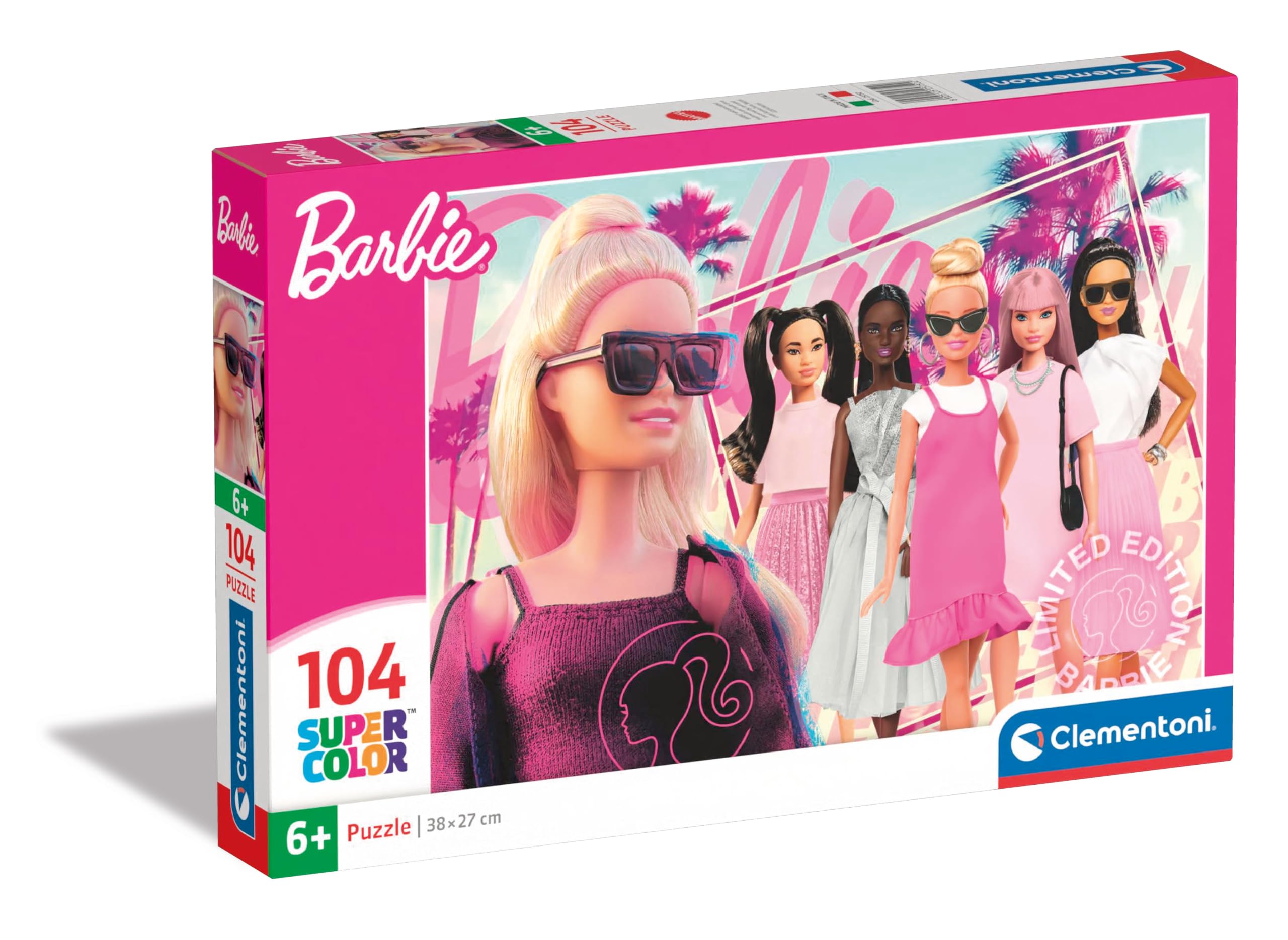 Clementoni Jigsaw Puzzle Barbie 104 Pieces - Supercolor Puzzle For Children 6-8 Years, Cartoon, Gift For Girls, Puzzle For Kids, Made In Italy, 25752