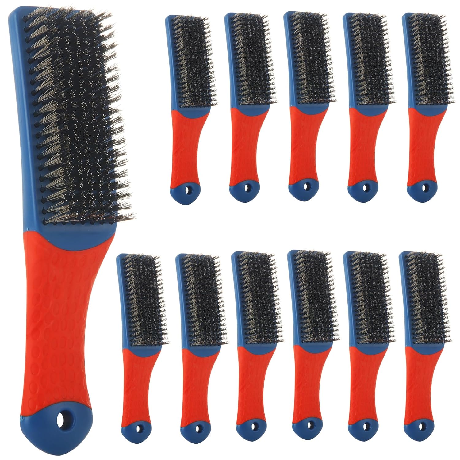 12 Pack Wire Brush for Cleaning, Stainless Steel Wire Brush Heavy Duty Wire Scratch Brush for Metal Rust Cleaning, Paint Scrubbing with Rubber Covered Handle
