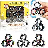 Vista 1 de 12Pcs Magnetic Rings Fidget Toys Pack, Magnets Finger Spinner for ADHD Stress Relief, Tire Style Magical Fidget Rings for Training Relieves Autism