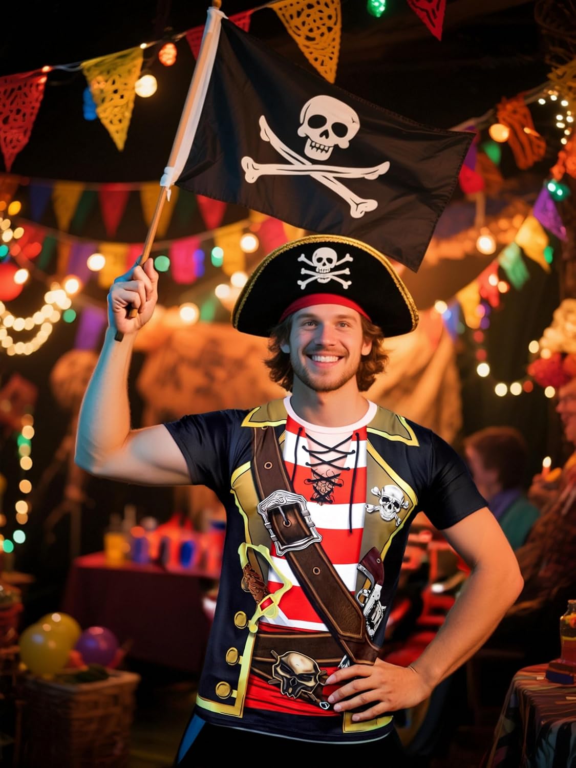 Funny World Men's Pirate T-Shirts Graphic Short Sleeve Halloween Costume - Image 6