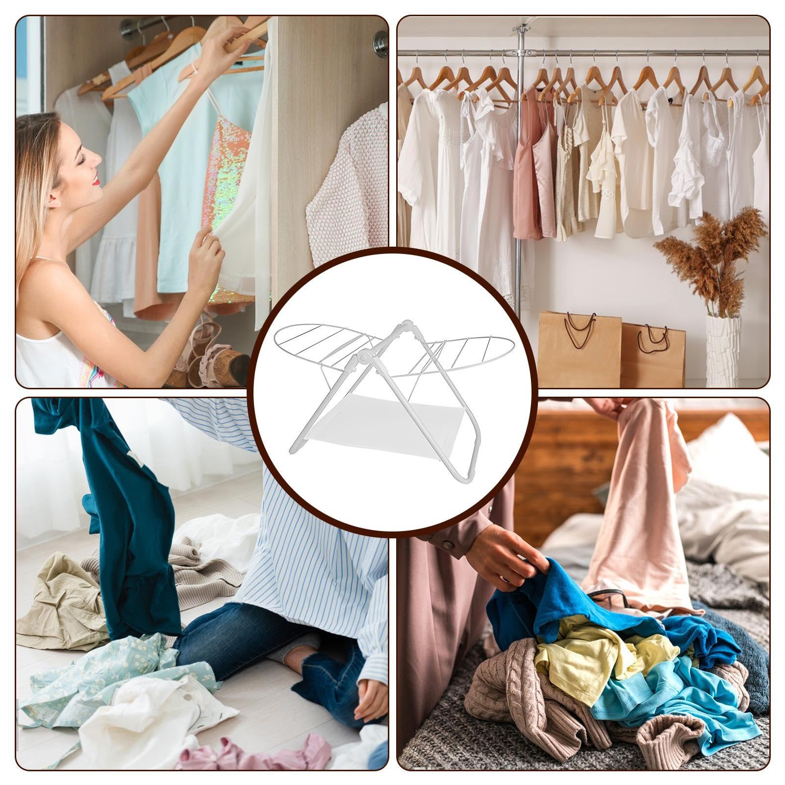 EXBERT Faltbarer Wäscheständer | Trocken-Ständer, faltbar, für Kleidung, robust und tragbar, Wäscheleinenausstattung für Wohnwagen, Camping, Haus, Wäscherei, Schlafsaal, Hotel | Haushaltsprodukte für Schlafsäle, Hotels, Wohnwagen, Camping, Privathaushalte