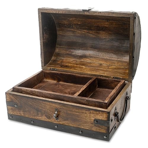 Happenings Treasure Chest Box with Removable Tray, Wooden Treasure Box