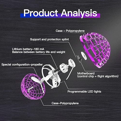 Miniatura 4 de Paquete de 2 juguetes de bola voladora mejorados 2023, bola de orbe volador, bola de boomerang flotante flotante mágica, orbe giratorio de mosca