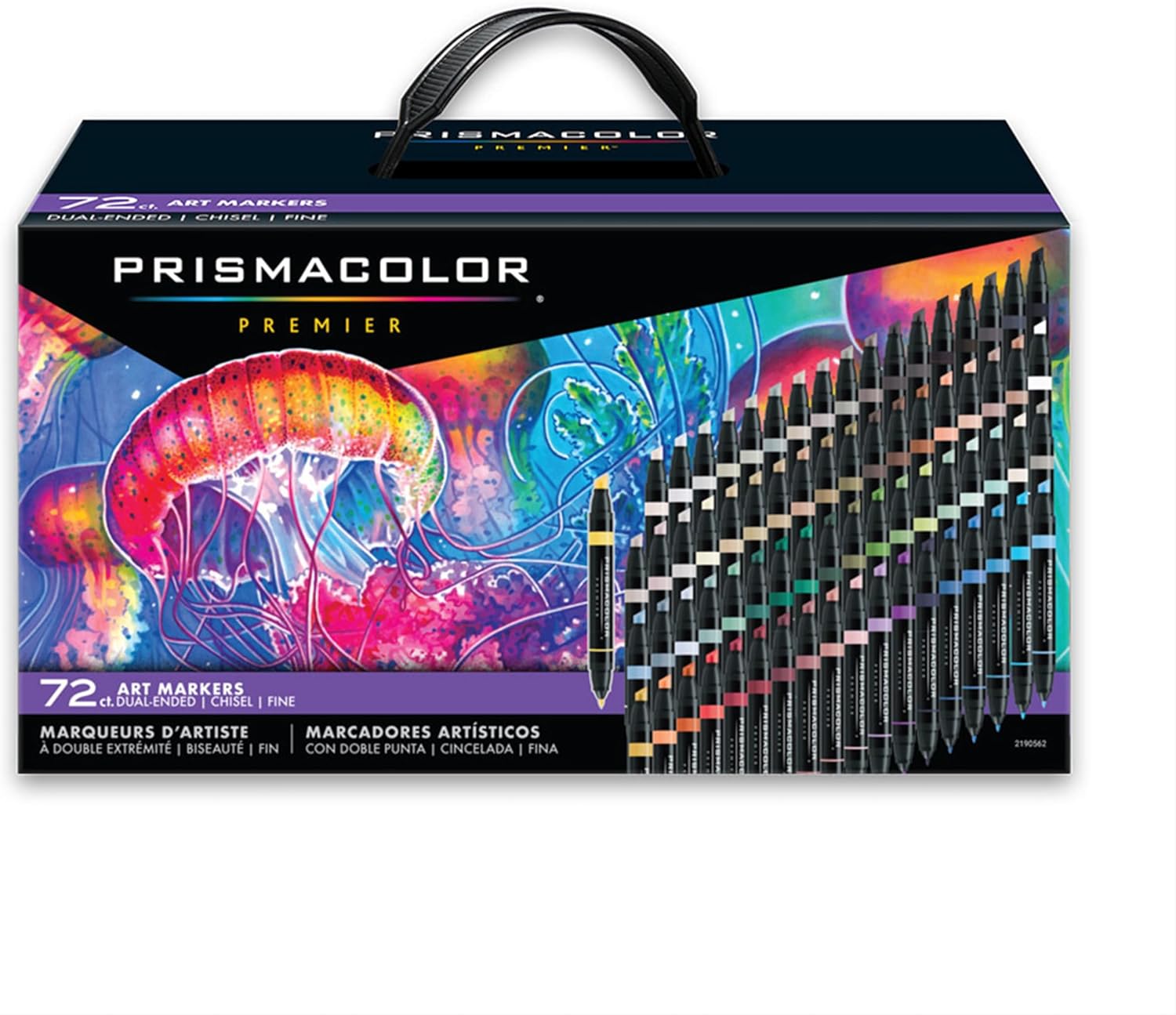 Prismacolor Premier Dual-Ended Art Markers, Chisel and Fine Tips, Assorted Colors, Set of 72 in Carry Case - Art Supplies, Alcohol-Based Ink, Adult Coloring