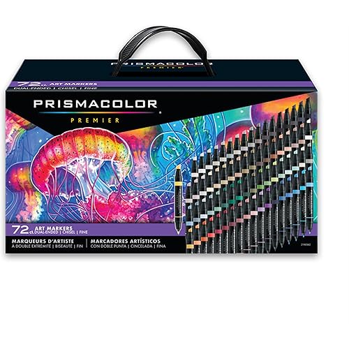 Prismacolor Premier Dual-Ended Art Markers, Chisel and Fine Tips, Assorted Colors, Set of 72 in Carry Case - Art Supplies, Alcohol-Based Ink, Coloring, Creative, Artist, Holiday Gift, Adult Coloring