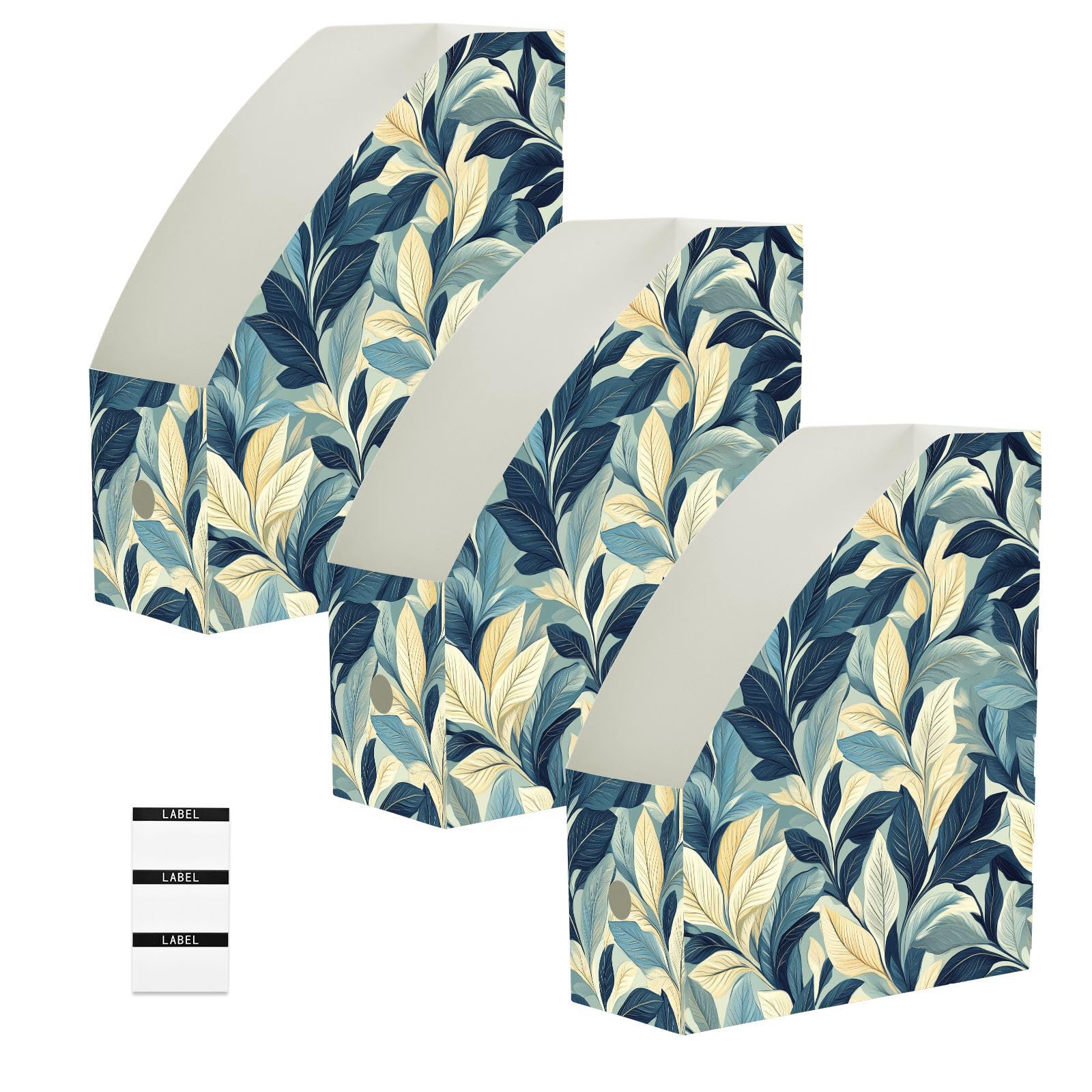 Boîtes de rangement pliables organiseurs de bureau rétro motif feuilles plume lot de 3