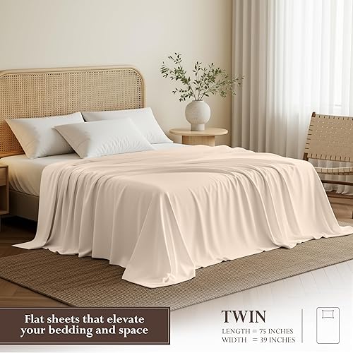 Miniatura 2 de Utopia Bedding Sábana encimera – 1 paquete (individual, beige) – Tela de microfibra suave cepillada – Sábana superior resistente al encogimiento y a