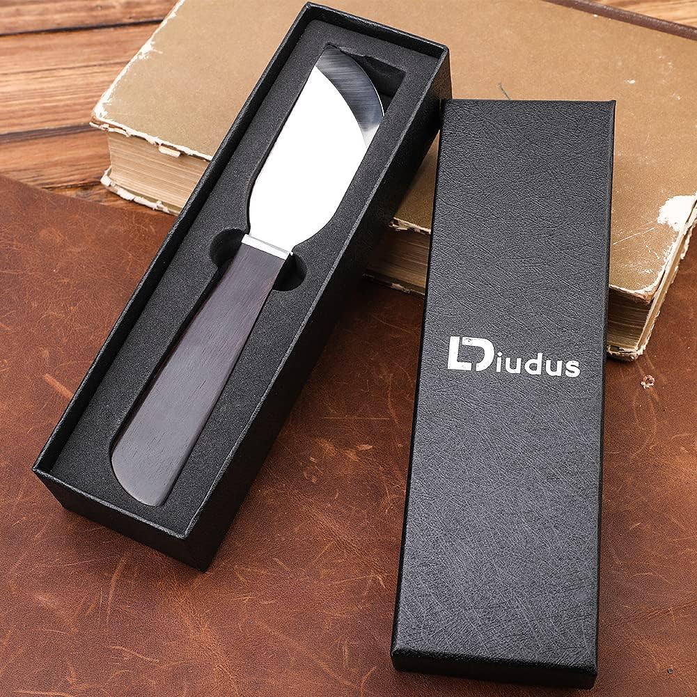 Leather Knife, Leather Cutting Knife with Wooden Handle, Skiving Knife Leatherworking Tools, Cutting Knife with Exquisite Package for DIY Leathercraft