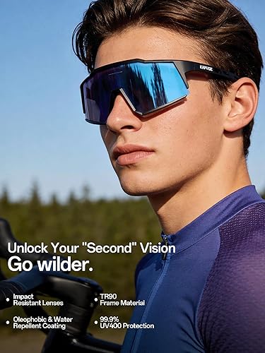 Miniatura 3 de KAPVOE Gafas polarizadas con 1 lente o 4 lentes de protección UV para mujeres y hombres, gafas de sol para ciclismo, marco TR90, para deportes