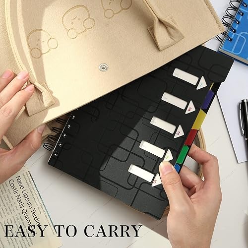 Miniatura 6 de CAGIE Set de 4 cuadernos en espiral de 5 asignaturas, cuaderno de 240 páginas para el trabajo con divisores y pestañas, cuaderno pequeño A5 para