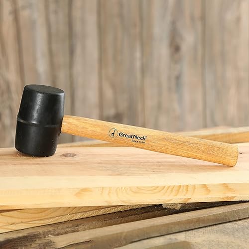 Miniatura 6 de GreatNeck RM8 - Martillo de goma, martillo de goma, mazo con mango de madera dura, seguro para superficies para trabajos de madera, automóviles y