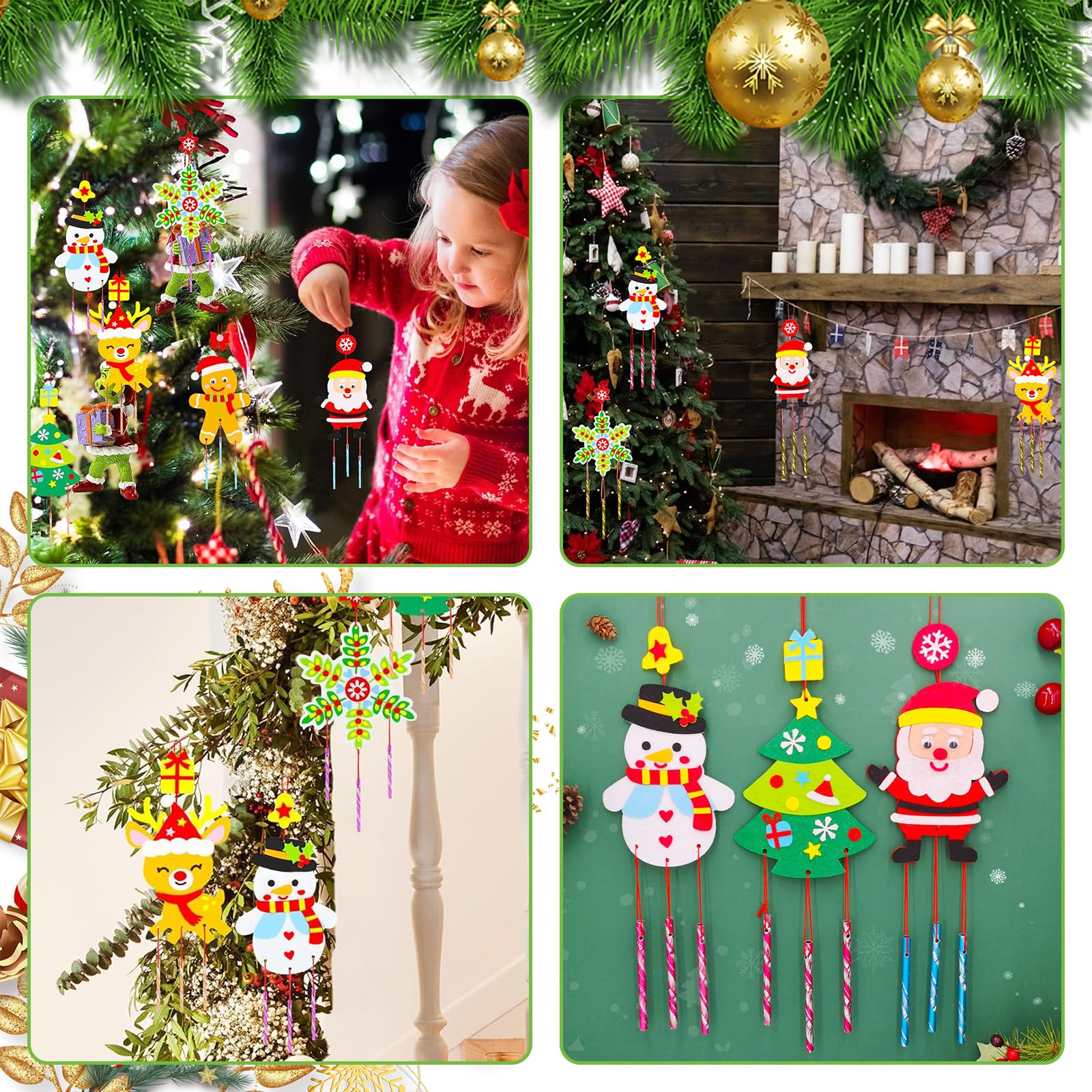 6-teiliges Weihnachts-Bastelset Aus Filz, Inkl. Anhänger (Weihnachtsmann, Baum, Schneemann, Elch, Lebkuchen, Schneeflocke) Für Kinder