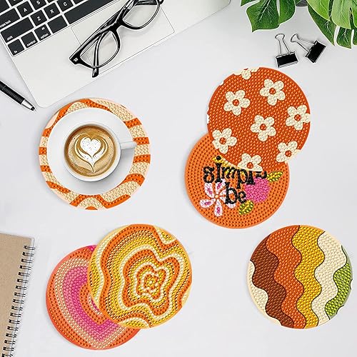 Miniatura 4 de DOTZSO Posavasos de pintura de diamantes con soporte, posavasos de arte de diamante para principiantes, adultos y niños, kits de arte de diamantes