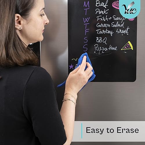 Miniatura 4 de Pizarra negra pequeña de borrado en seco de 12 x 8 pulgadas, pizarra para nevera, magnética