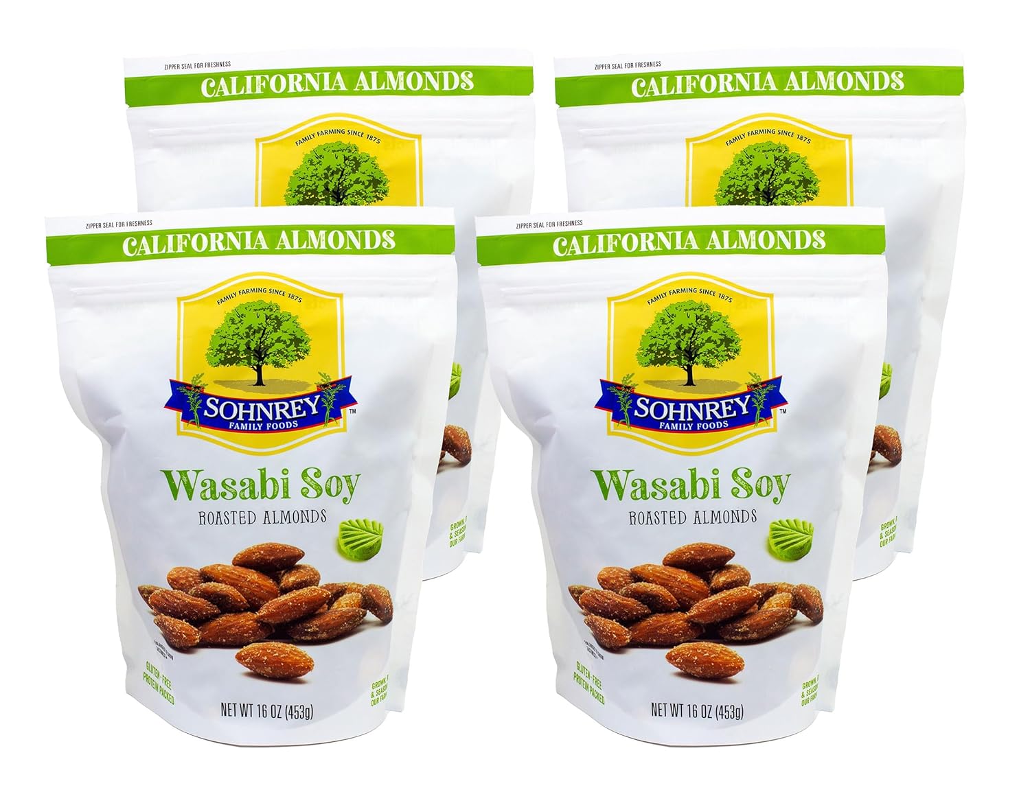 Wasabi and Soy Sauce Almonds (16oz) Steam Pasteurized