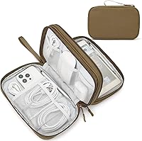 Vista 19 de FYY Organizador para cosas electrónicas, para viajes, para cables, cargadores, celular y auriculares, estuche portátil, impermeable, doble capa