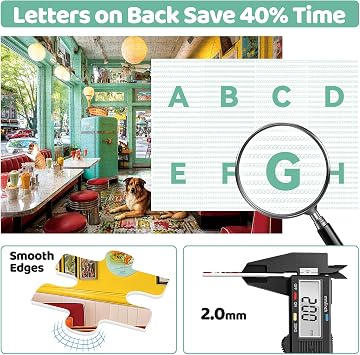 2000 Piece Puzzle for Adults, Puzzles for Adults 2000 Pieces, Retro Diner Scene Dog Jigsaw Puzzles, Family Fun Puzzle Perfect for Game Nights, 39 X 28