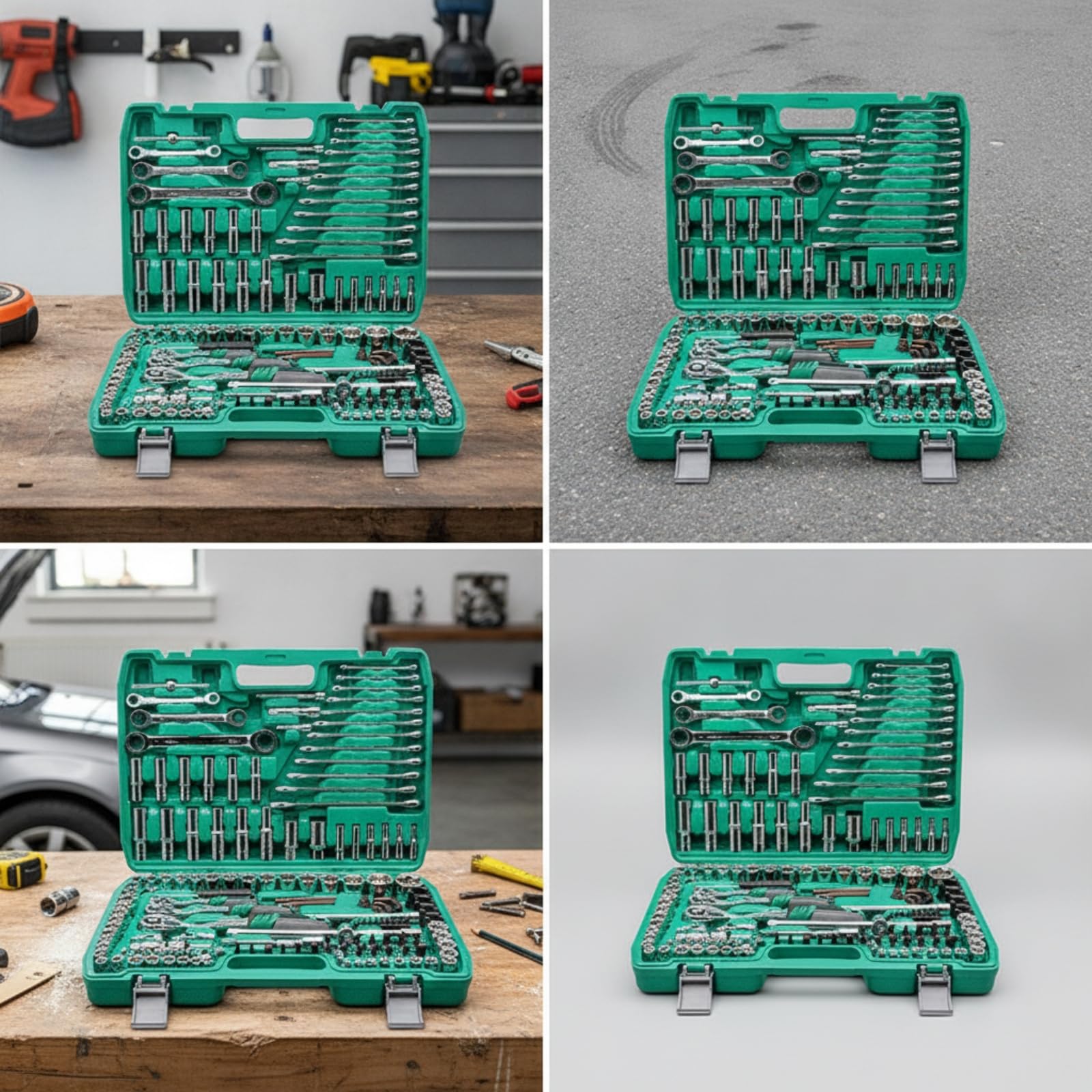 Kit di Riparazione Auto Portatile Set Chiavi a Bussola con Cricchetto Multiuso Utensili per Meccanici, Bagagliaio