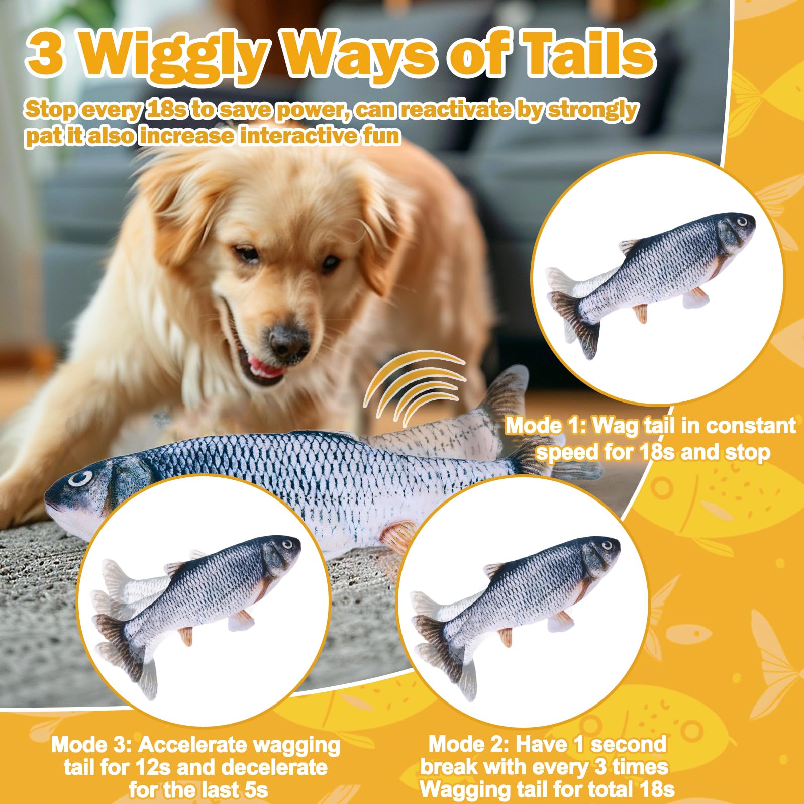 Mity rain Interaktives Hundespielzeug, schwimmendes Fischspielzeug, um sie zu beschäftigen, berührungsaktiviertes Bewegungsspielzeug zur Bereicherung kleiner und mittlerer Welpen