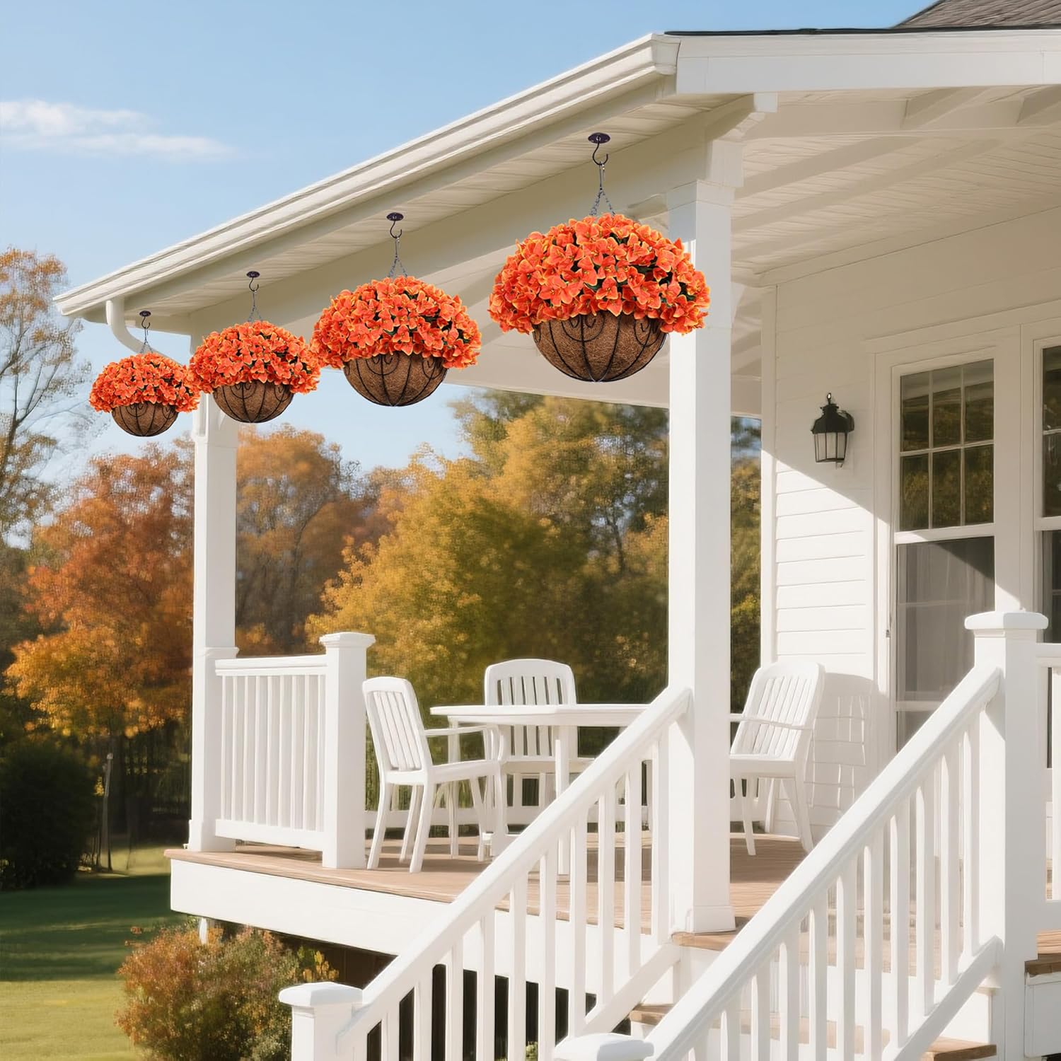 Artificial Faux Hanging Flowers Plants Baskets for Outdoors Spring Decoration, Fake Silk Bougainvillea Flowers in Planter Look Real UV Resistant Faux Flower for Outside Porch Patio Garden Yard Home - Image 3