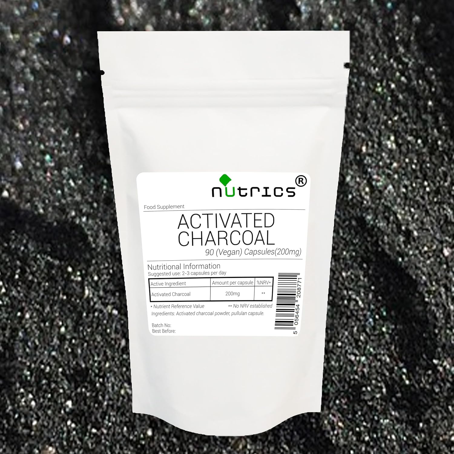 Nutrics® 200mg ACTIVATED CHARCOAL Supplement Suitable for Vegan