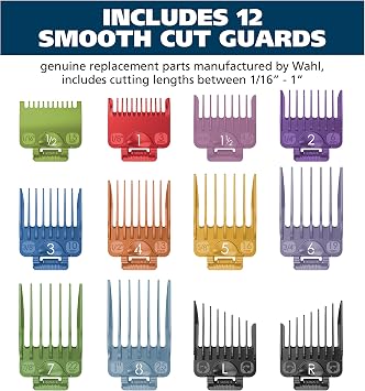 Wahl Genuine Secure-Fit Color Coded Clipper Guard Set, 12 Guards & Caddy