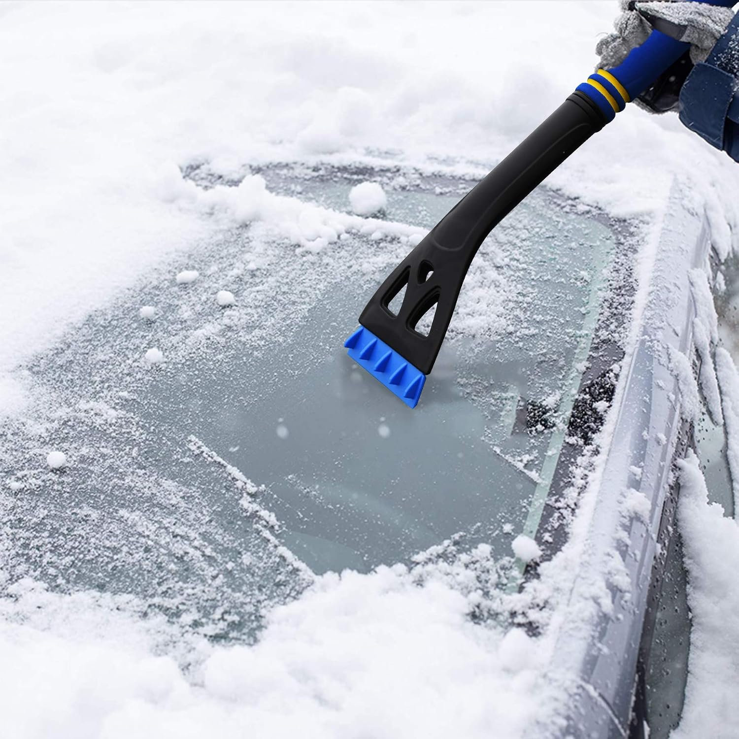 AIKESI 34.5’’ Extendable Car Snow Brush & Ice Scraper for Car Windshield with Foam Grip, Car Windshield Snow Remover Snow Scraper and Brush for AUTO Truck SUV