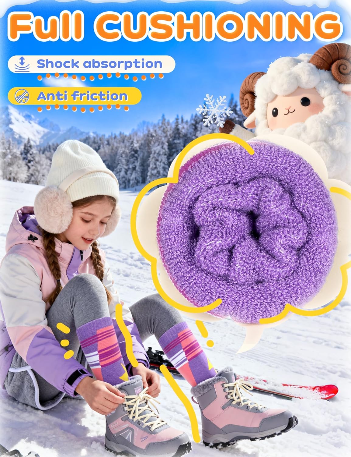 Supertrip Kids Merino Wool Ski Socks 3 Pairs Boys Girls Youth Thermal Winter Warm Thick Socks for Skiing Snowboarding - Image 3