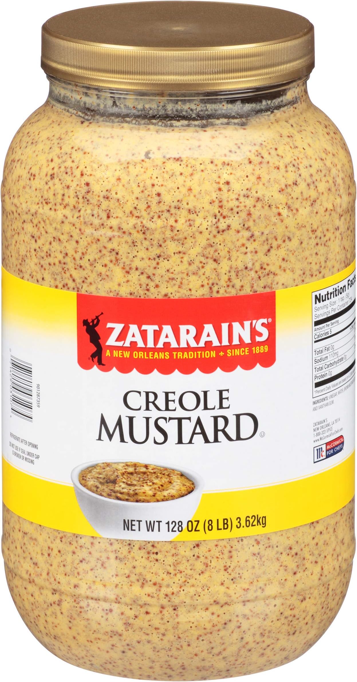 Creole Mustard, 8 lb - One 8 Pound Jar of Creole Mustard Sauce, Cajun Style Condiment for Sandwiches, Salads, Dipping Sauces and Marinades