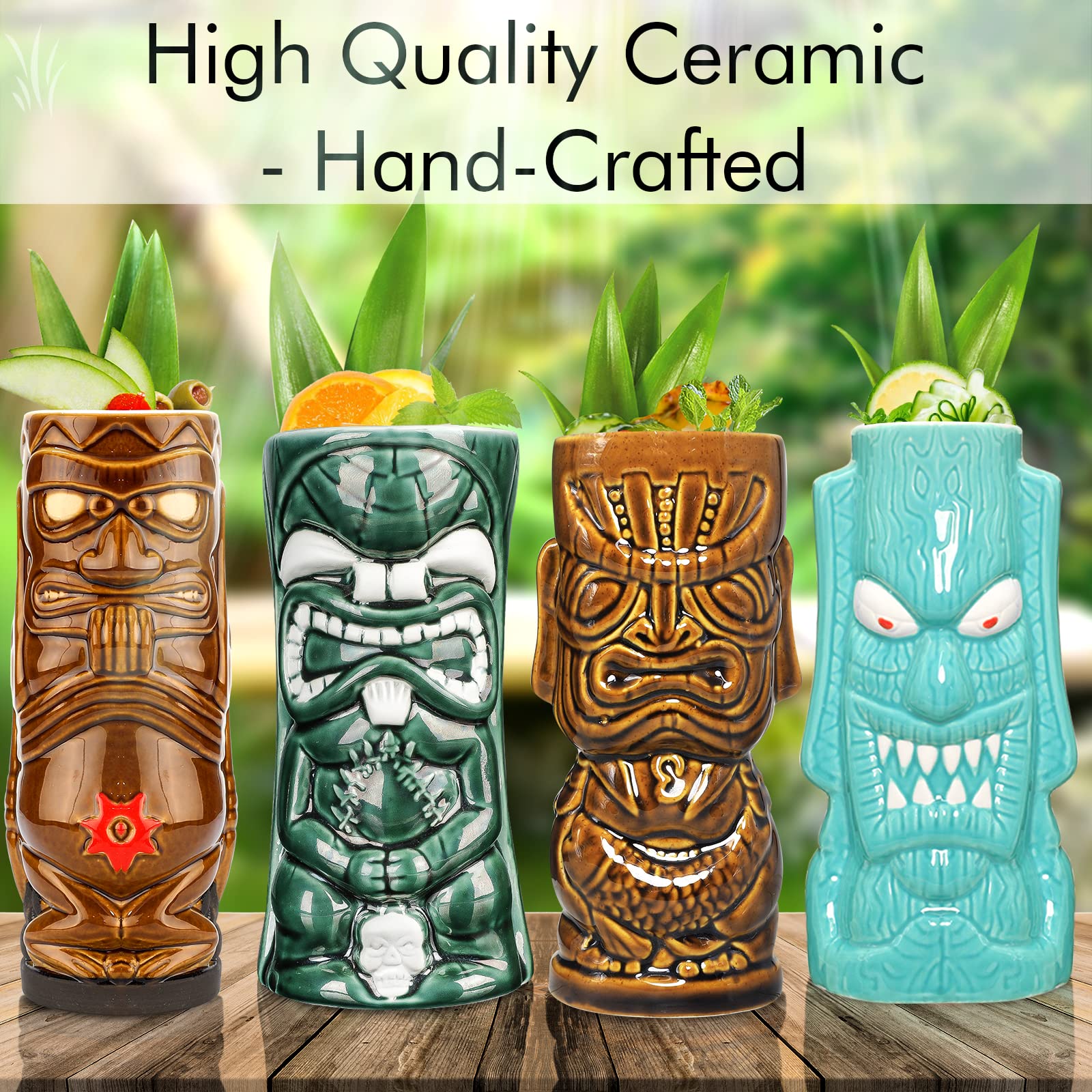 Tiki-Tassen Set 2 Stück – Hawaii-Partybecher Aus Keramik, Fische-Design, Hitzebeständig, Glasiert, Exklusive Geschenkidee Für Cocktail-Liebhaber & Tiki-Bar-Fans