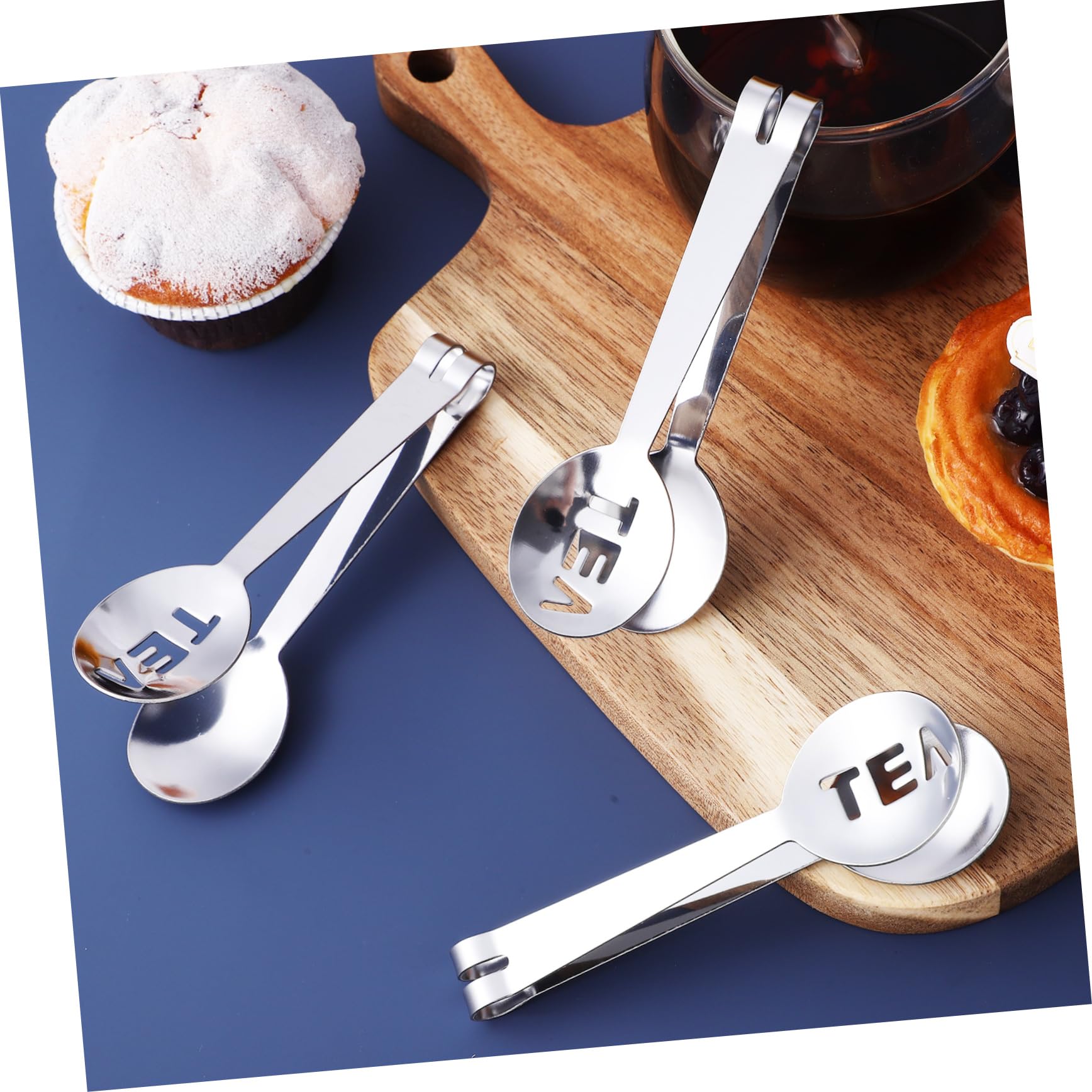 CIYODO 6-in-1 Tea Clip Set Stainless Steel Teabag Squeezer Strainer Tongs for Cooking Entertaining