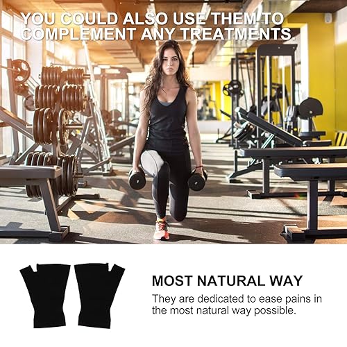 Miniatura 7 de 1 par de guantes de compresión de cobre, guantes de soporte de mano, manopla, soporte de muñeca y pulgar para mujeres y hombres, túnel carpiano,