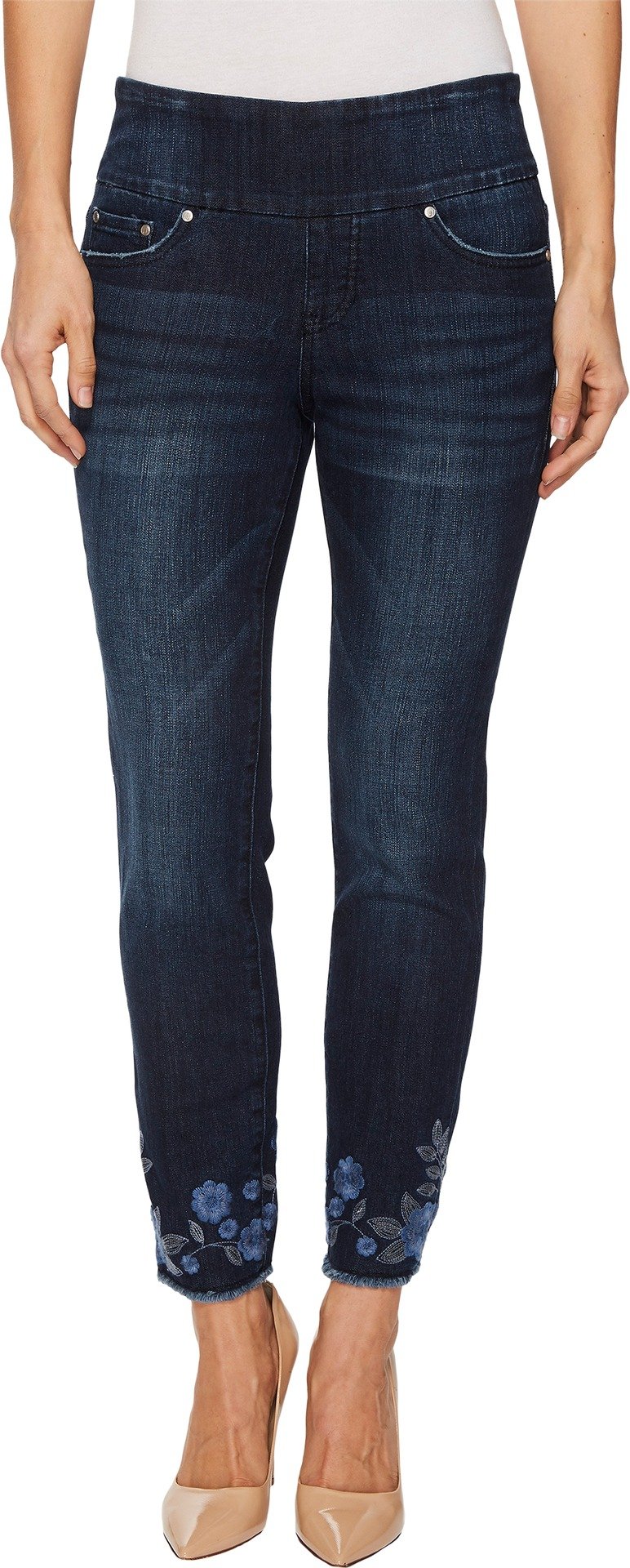 womens Amelia Pull On Slim Fit Ankle Jean with Embroidery Jeans