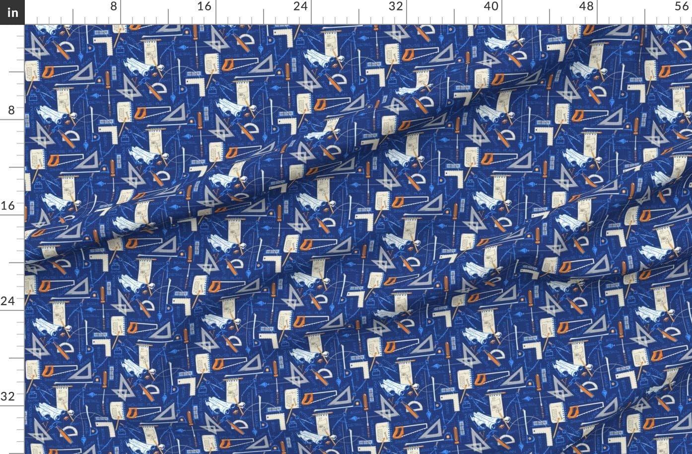 Spoonflower Fabric - Builders Small Men Building Masculine Printed on Organic Cotton Sateen Fabric by The Yard - Sewing Quilting Apparel Home Decor