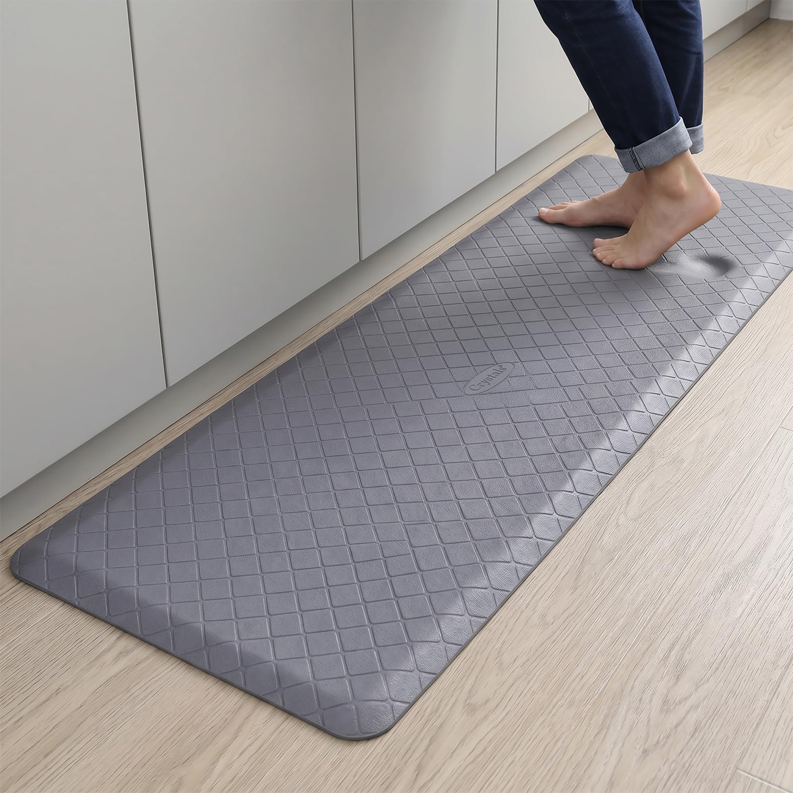 Crystals Anti Fatigue Kitchen Mat Non Slip Cushioned Standing Floor Mat Waterproof Heavy Duty Comfort Foam Mat for Kitchen Office Laundry Room Standing Desk (Large)