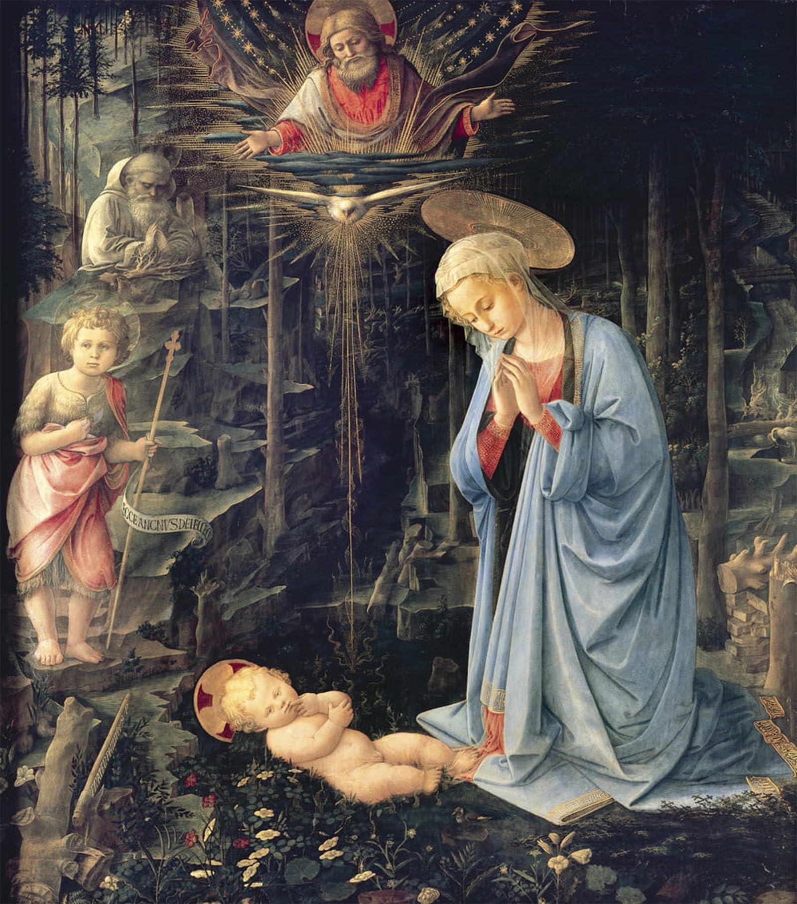 SERENDIPITP Vintage Picture Print on Canvas Wall Art Poster Adoration of the Child of Palazzo Medici by Fra Filippo Lippi Artwork Print Poster for Wall Decor 60x90cm