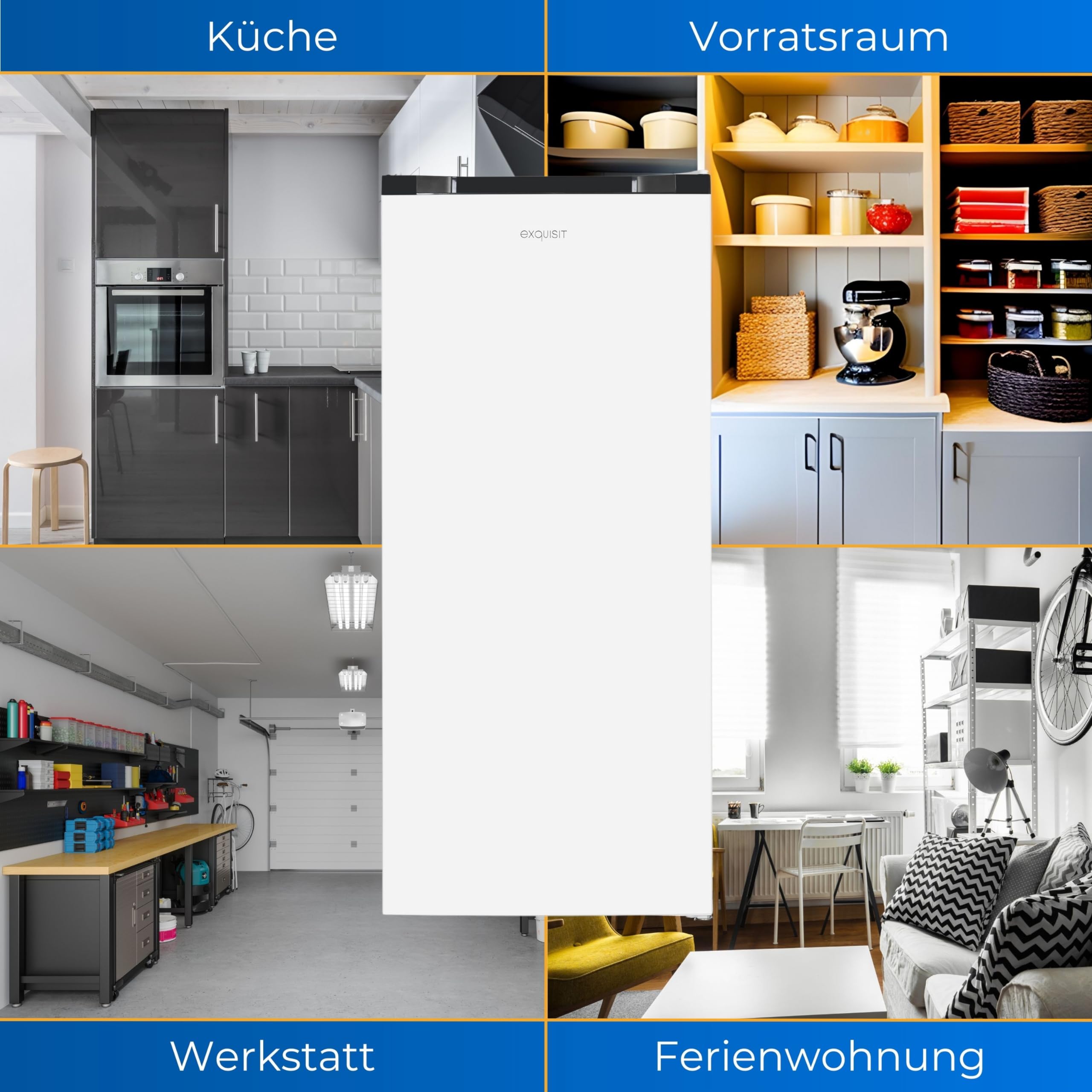 Exquisit GS145-051D Gefrierschrank Weiss - 145 L Standgerät 55 cm Breit | 4-Sterne Tiefkühlschrank mit wechselbarem Türanschlag, Temperaturregelung und 145 Liter Nutzinhalt für jede Küche